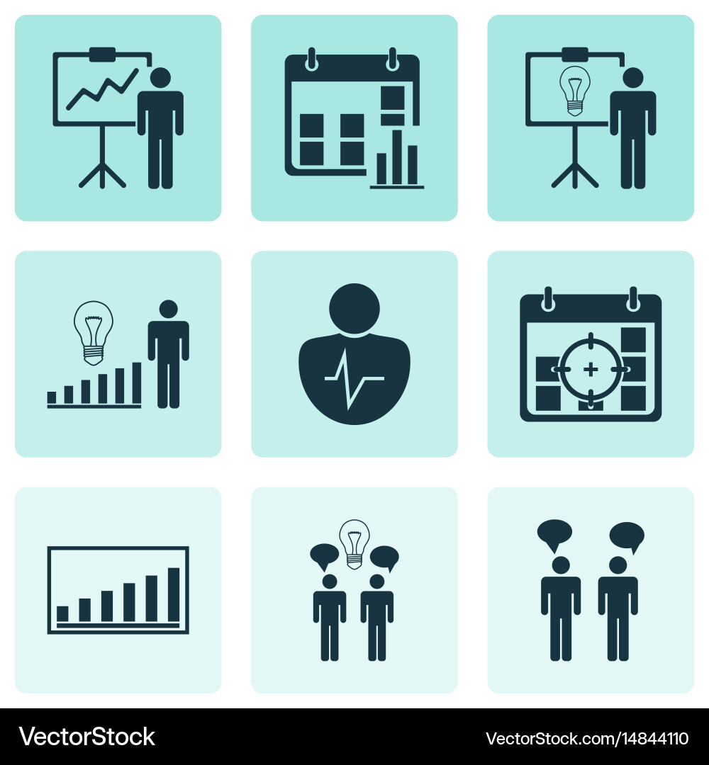 Set of 9 management icons includes project vector image