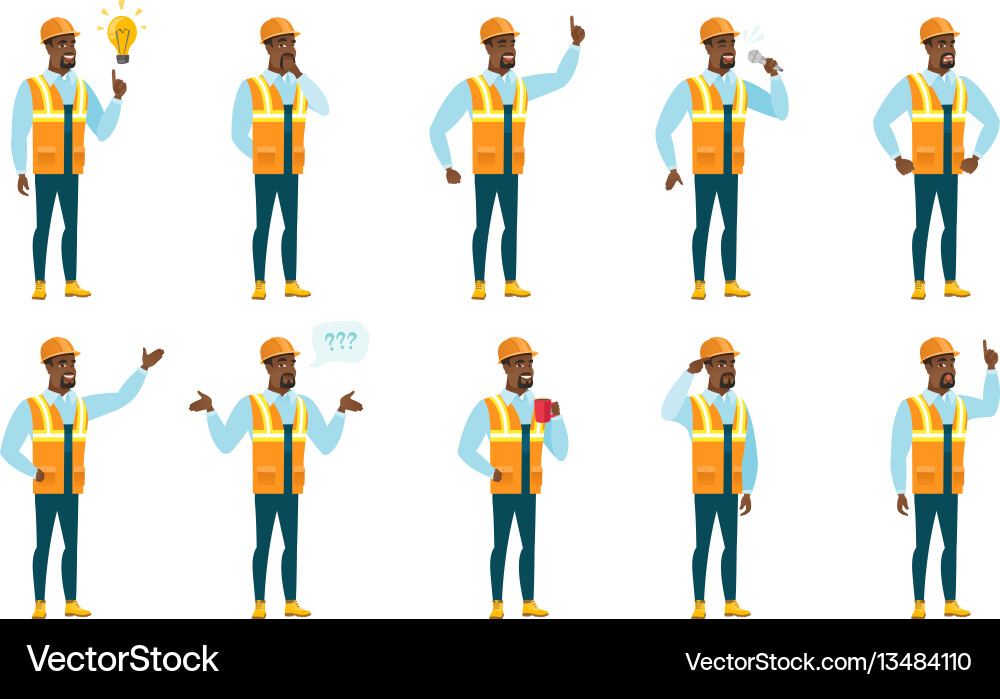 Set of builder characters Set of builder characters Vector Image