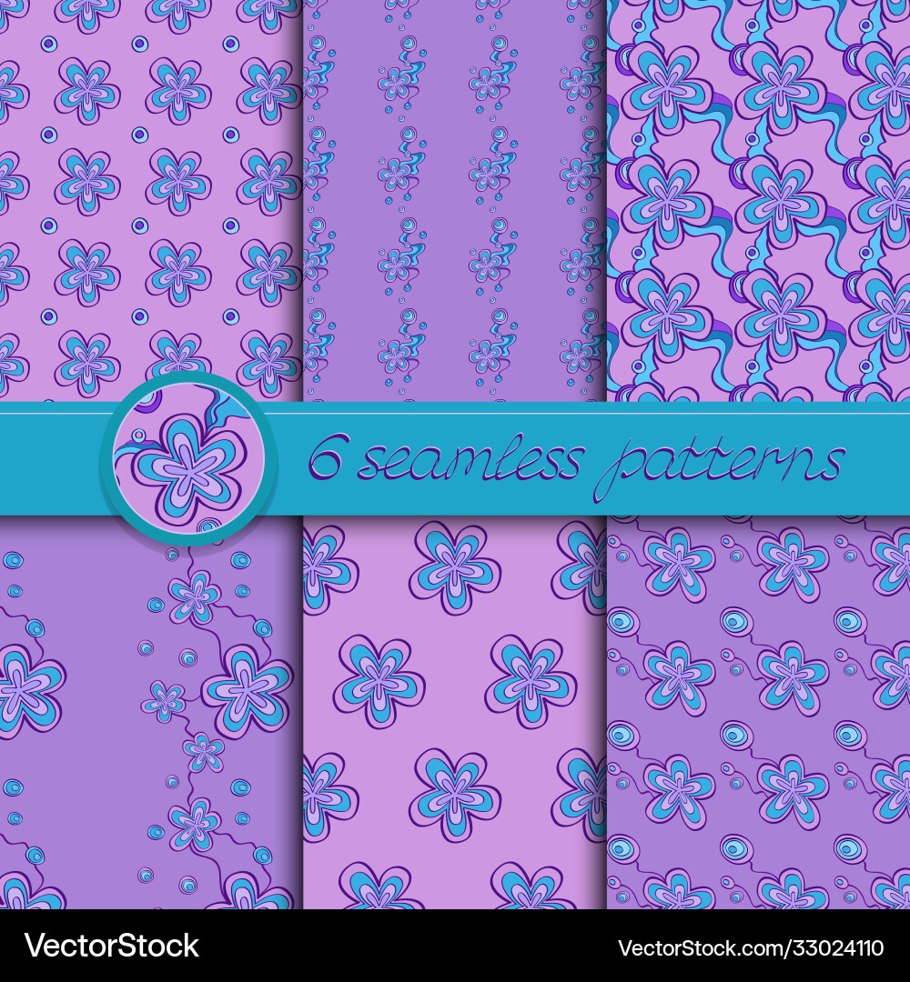 Set seamless patterns with floral elements Set seamless patterns with floral elements vector image