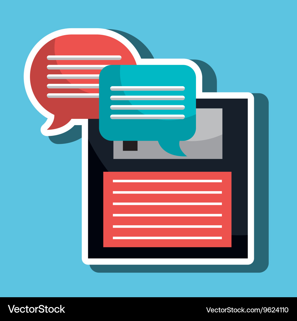 Speech bubbles with floppy isolated icon design vector image