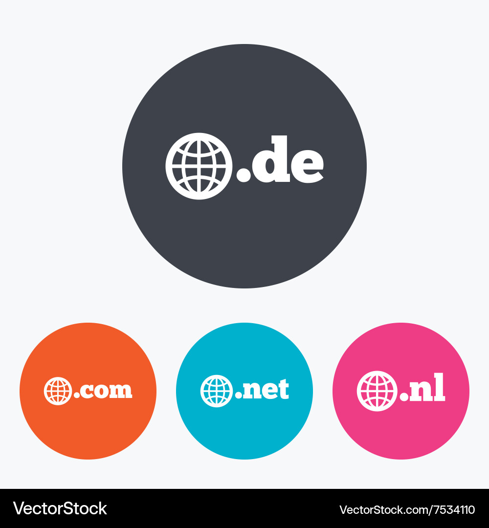Top-level domains signs de com net and nl Vector Image