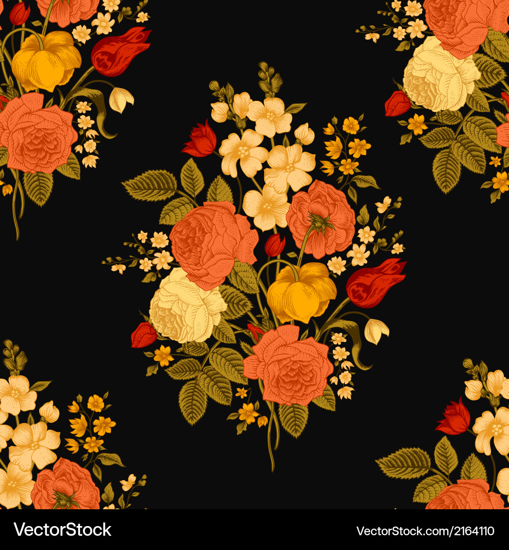 Vintage Floral Bouquet Pattern vector image