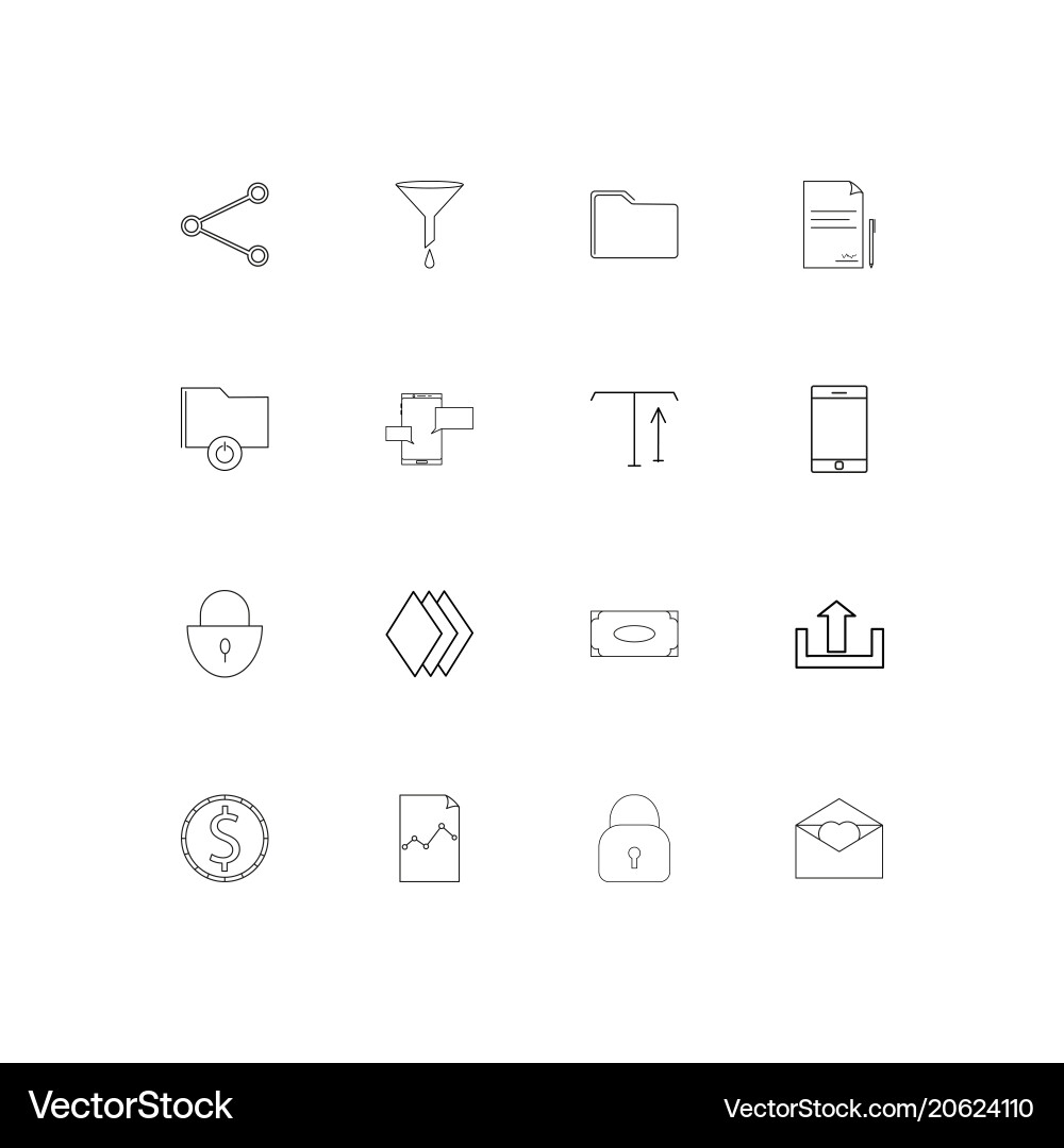 Web and text simple linear icons set outlined vector image