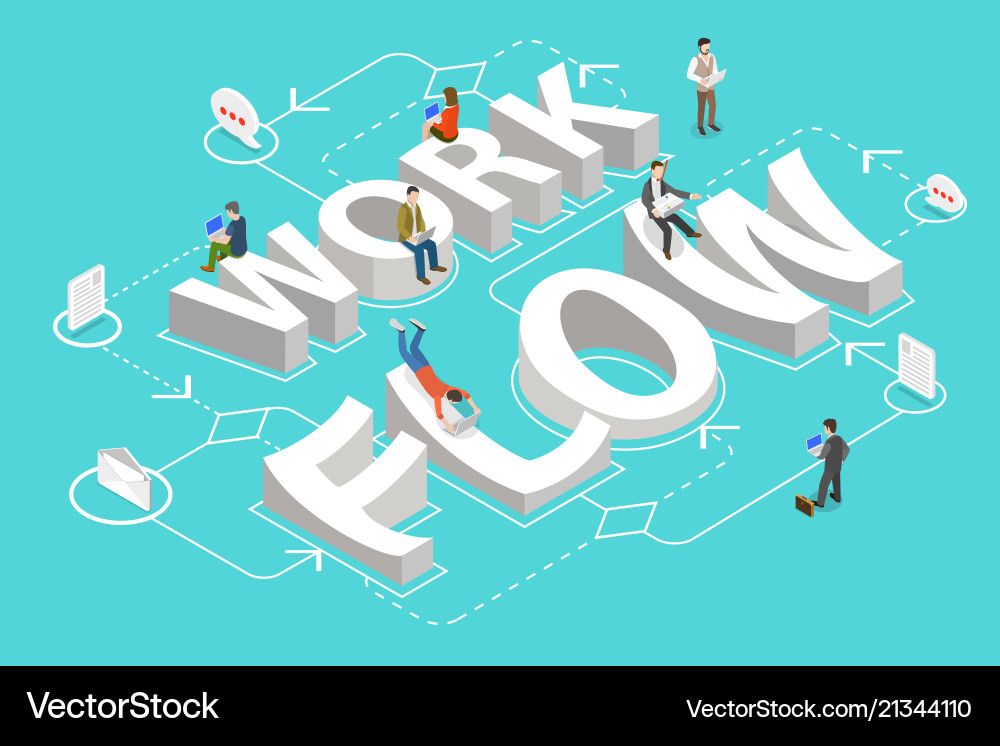 Workflow Management Isometric Concept vector image