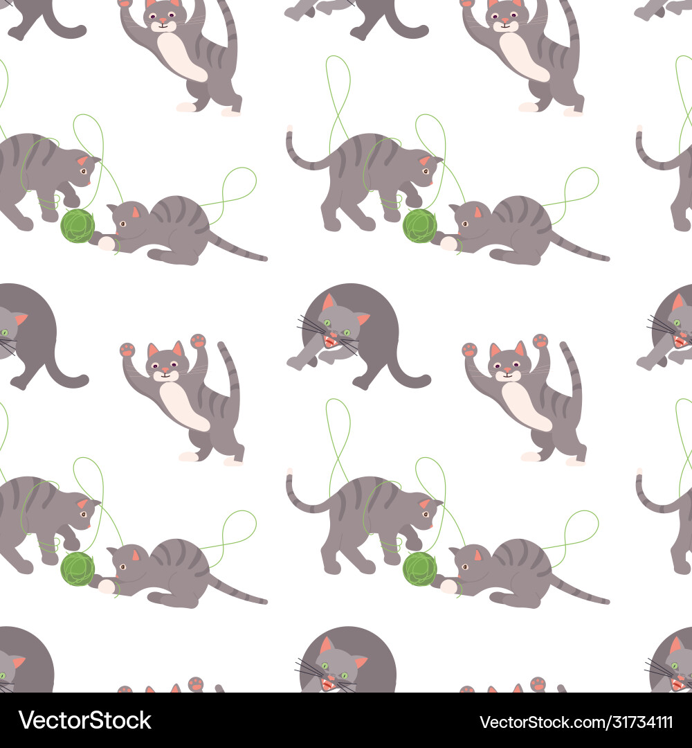 Cat characters seamless pattern vector image