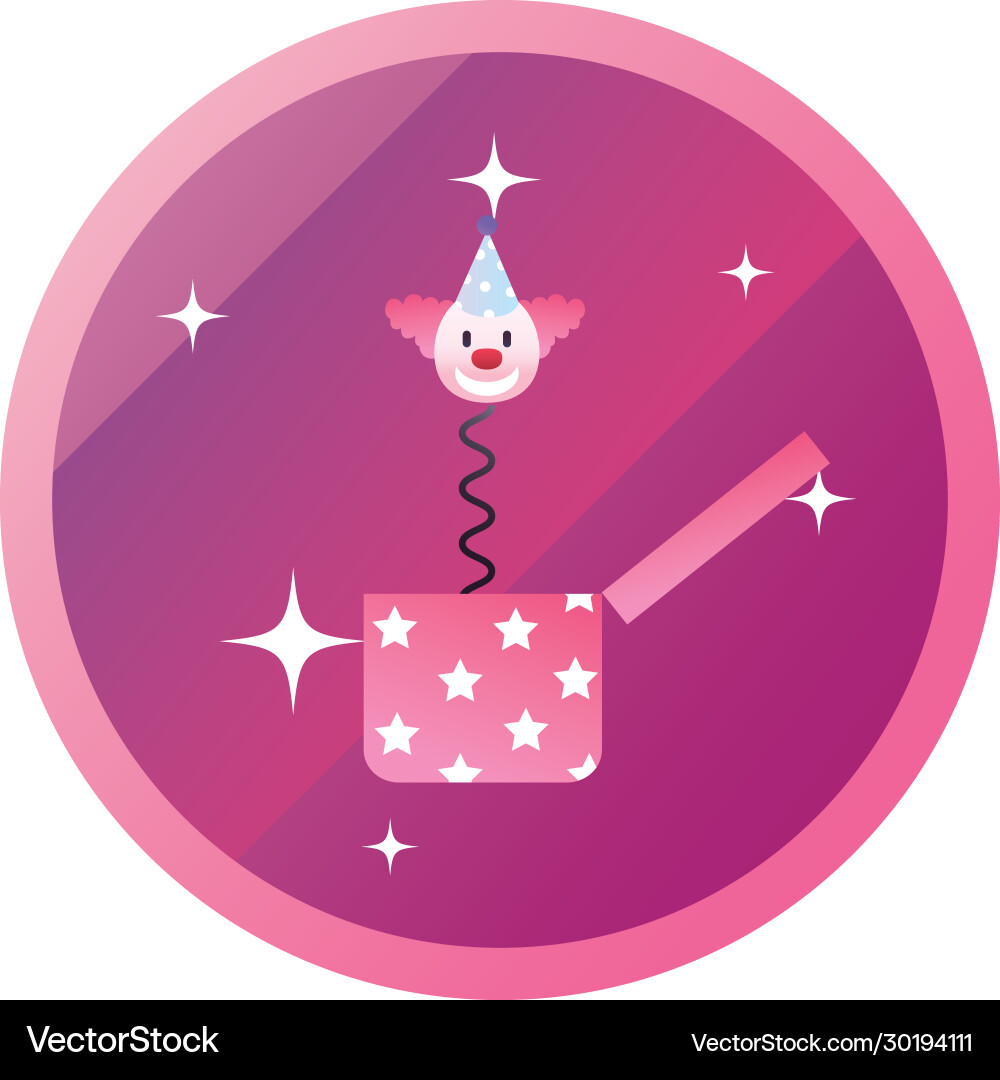 Clown with party hat inside box gradient style Vector Image