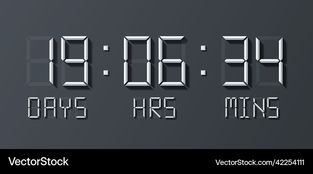 Countdown timer digital counter with numbers Countdown timer digital counter with numbers vector image