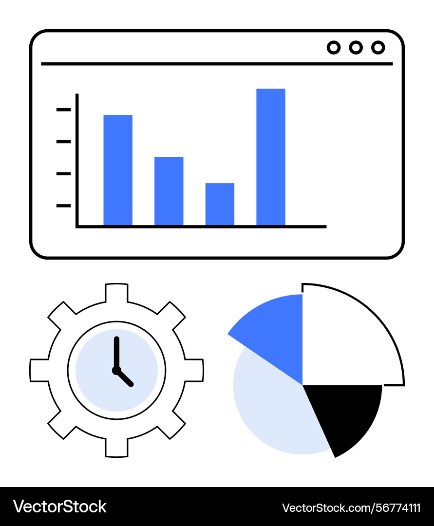 Data analytics interface with bar chart on window Data analytics interface with bar chart on window vector image