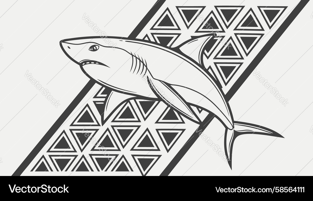 Dynamic Shark in Geometric Pattern Vector Image