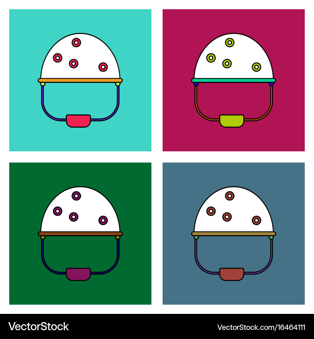 Flat icon design collection helmet with bullet Vector Image