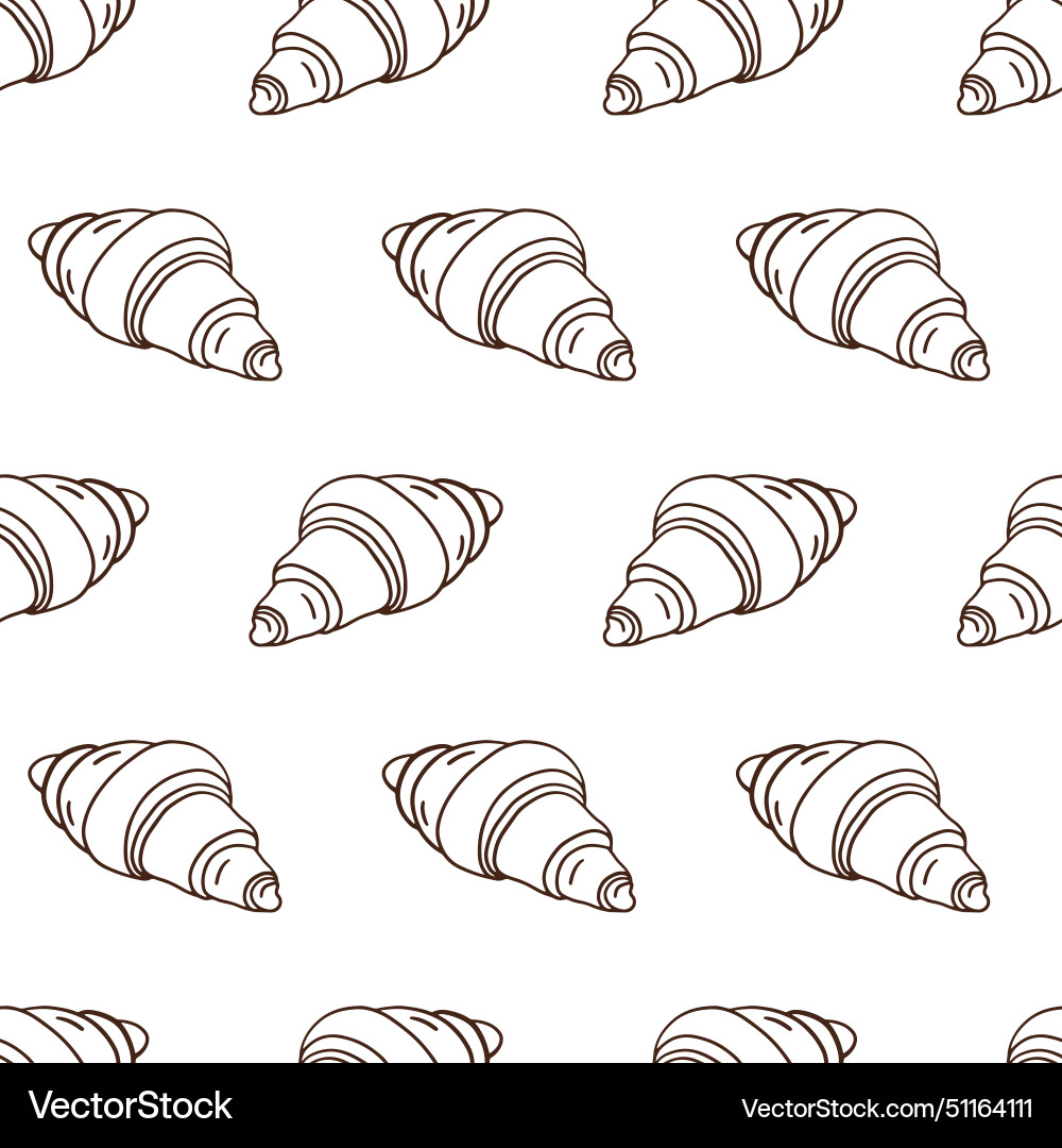 French croissant doodles bakery seamless pattern Vector Image