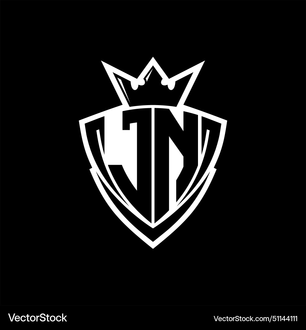 Jn letter logo with sharp triangle shield shape Vector Image