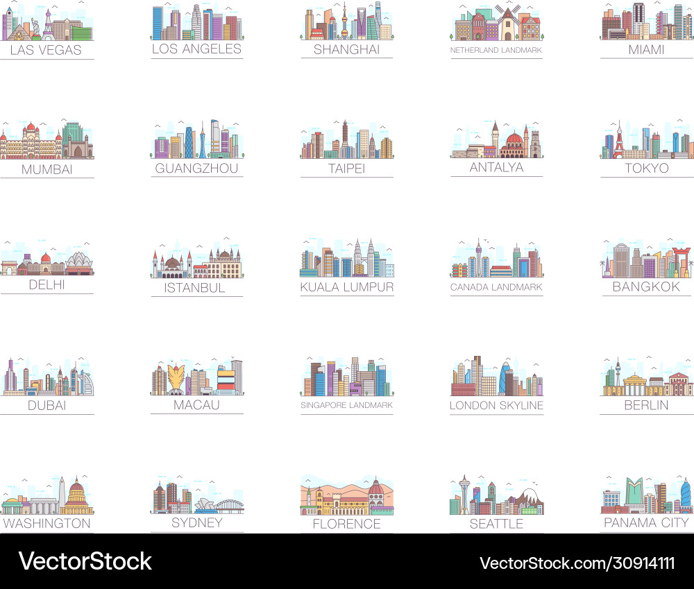 Landmark architecture flat pack vector image