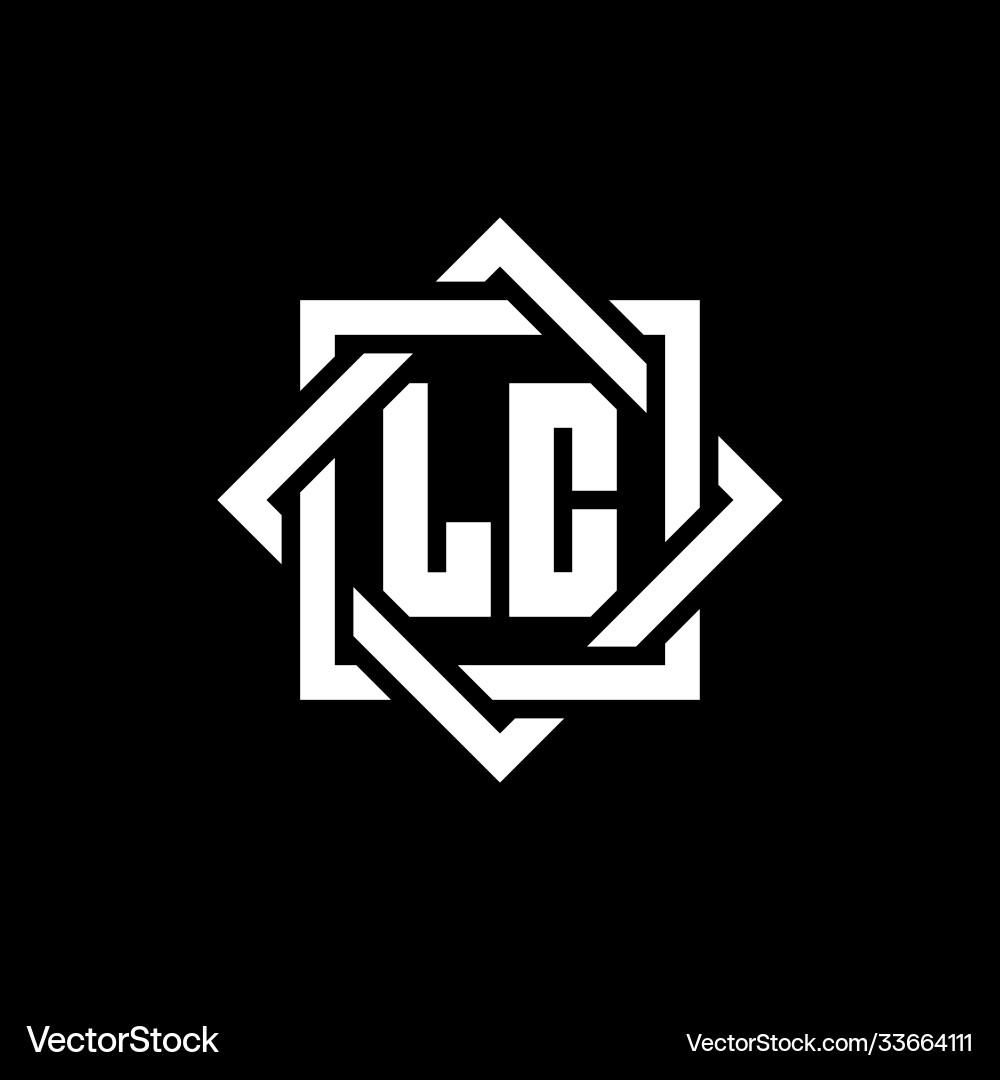 Lc monogram logo with abstract square around vector image