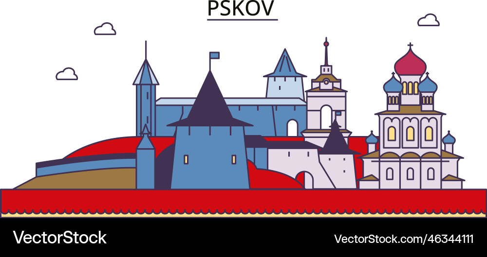 Russland pskov Tourismus Sehenswürdigkeiten Stadt Russland pskov Tourismus Sehenswürdigkeiten Stadt vektorbild