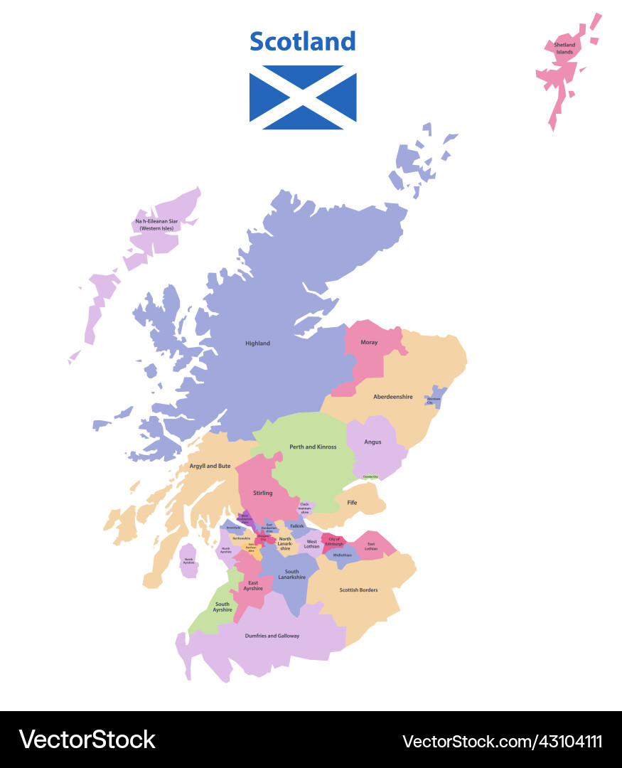 Scotland Unitary Authority Map Vector Image