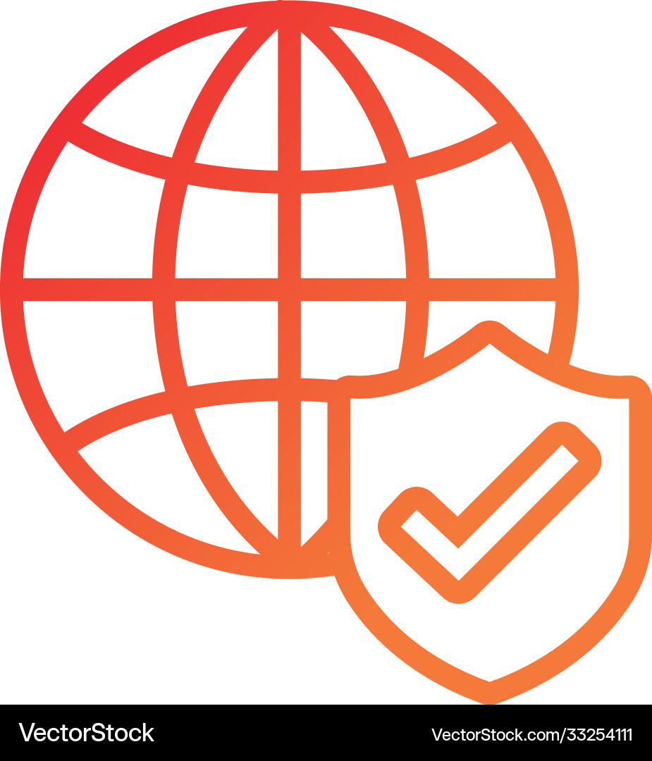 Sphere with shield secure and check symbol Sphere with shield secure and check symbol vector image
