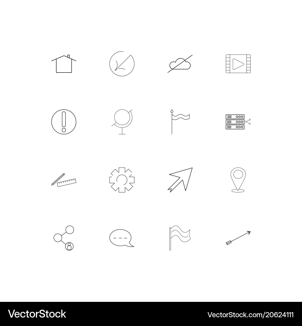 Web and text simple linear icons set outlined Vector Image