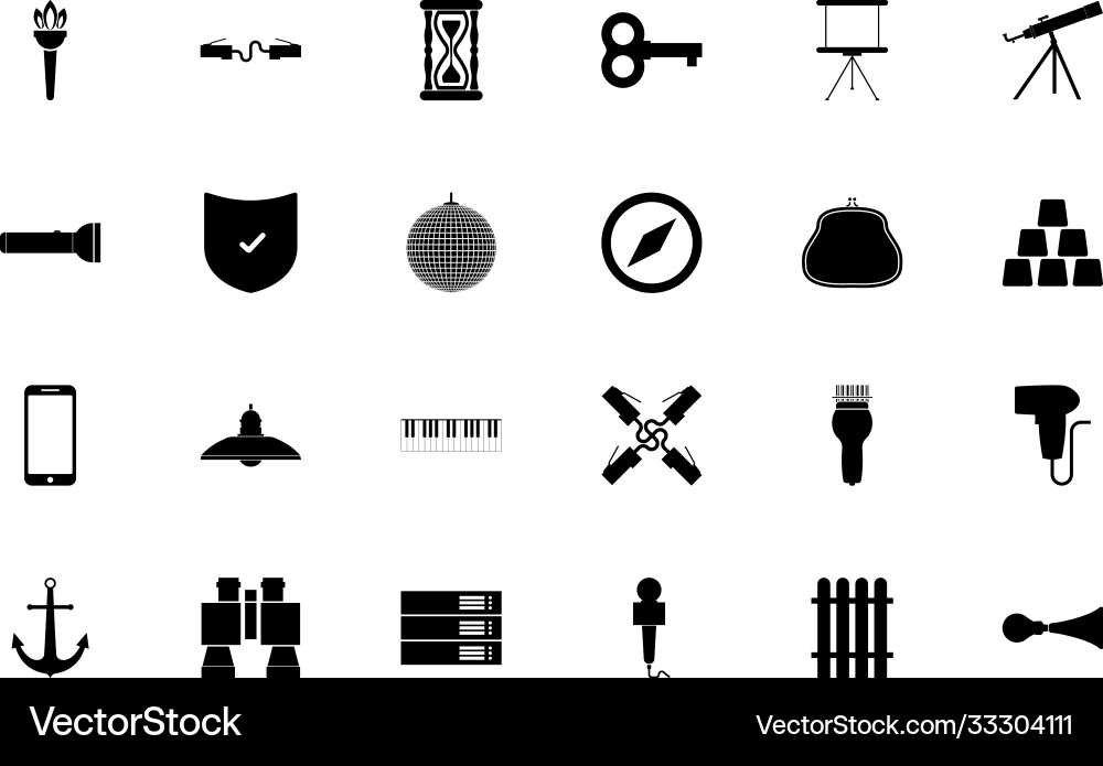 Web tools black color set solid style image Vector Image