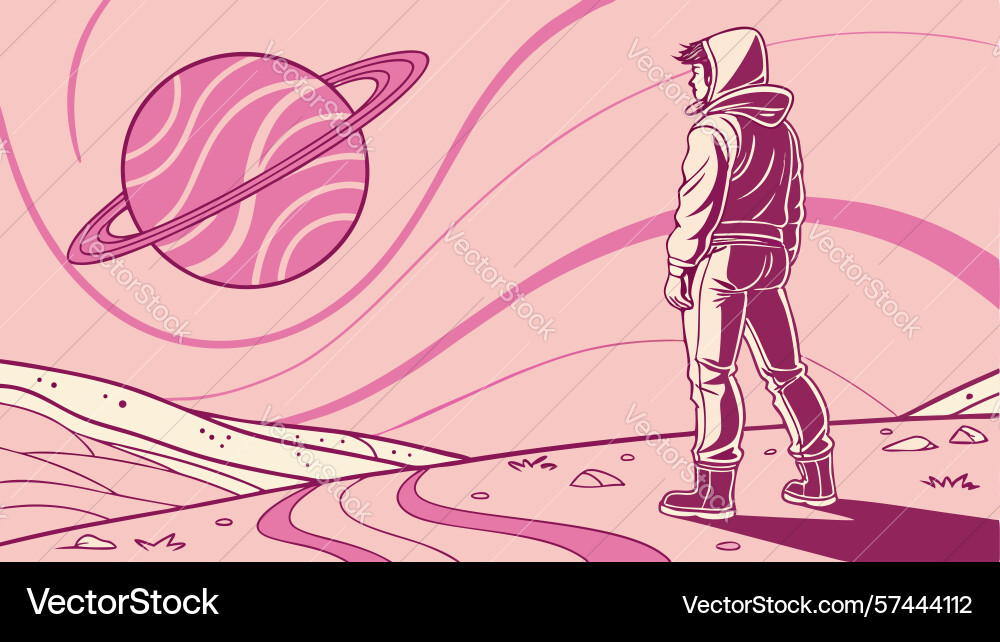 Astronaut on alien planet design generative ai vector image