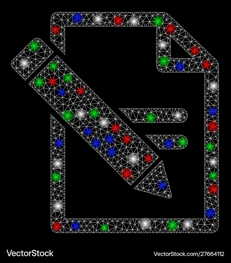 Bright mesh network edit records with flash spots Vector Image