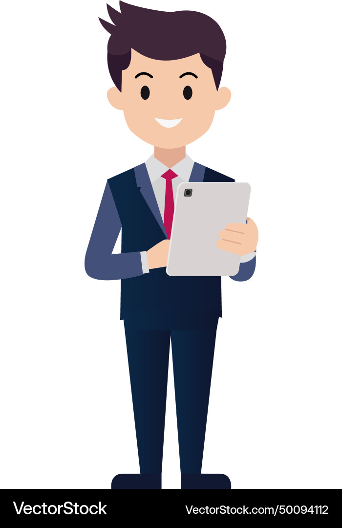 Businessman Cartoon Tablette Businessman Cartoon Tablette vektorbild