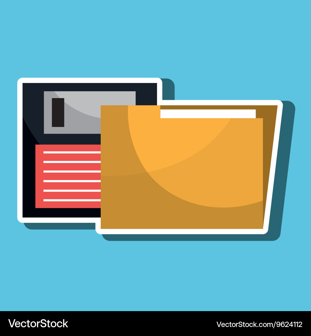 Floppy disk with folder isolated icon design Vector Image