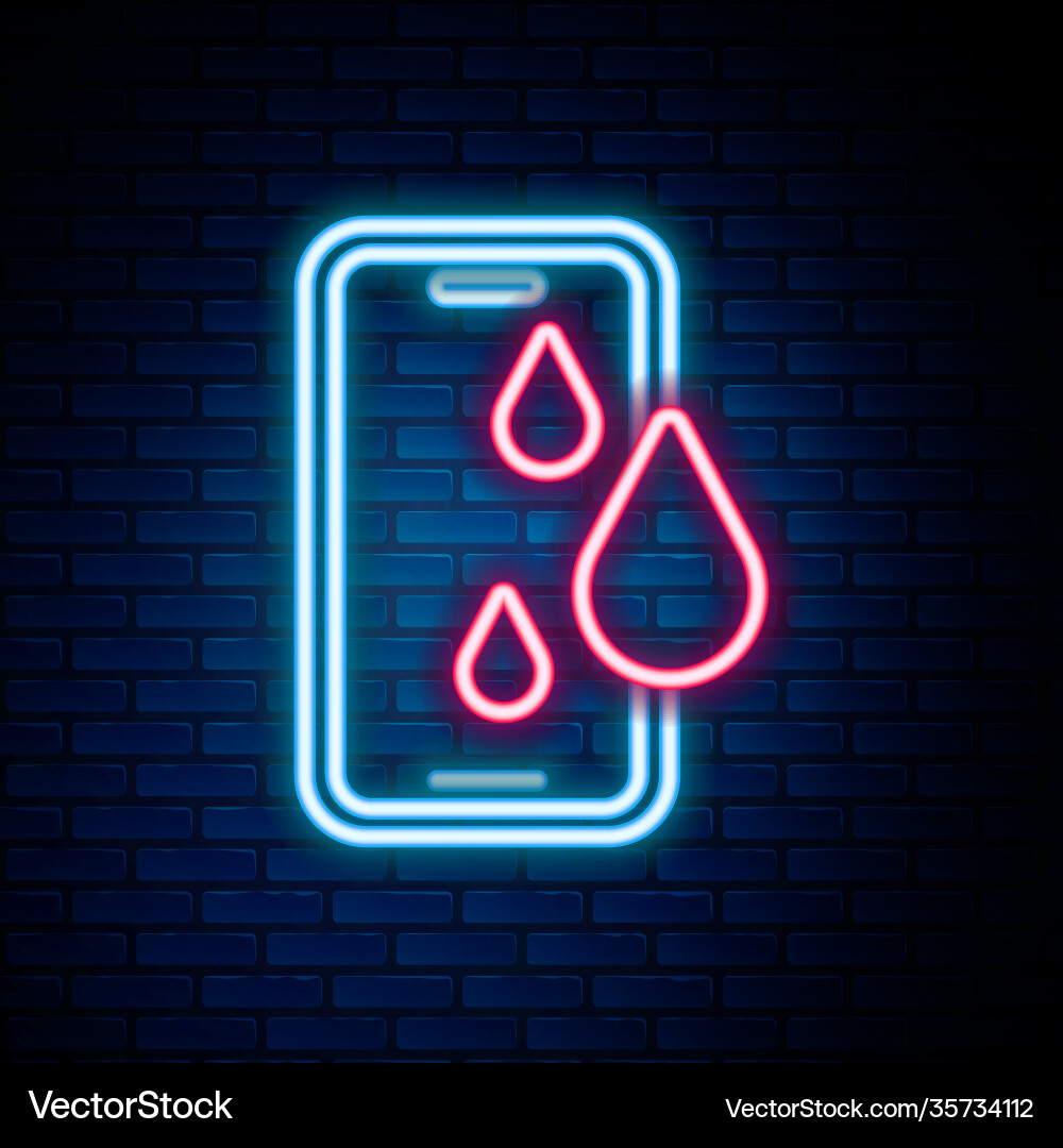 Glowing neon line waterproof mobile phone icon Glowing neon line waterproof mobile phone icon vector image