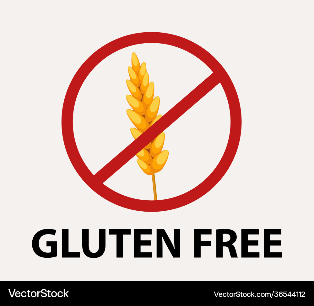 Gluten free red prohibition sign wheat icon Gluten free red prohibition sign wheat icon vector image