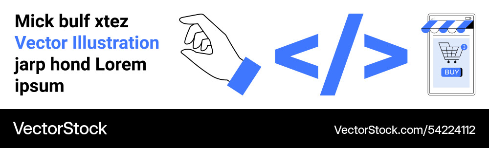 Hand with coding symbol and shopping cart icon Hand with coding symbol and shopping cart icon vector image