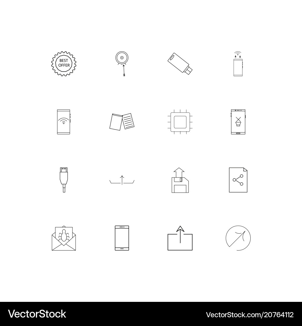Internet technologies linear thin icons set vector image