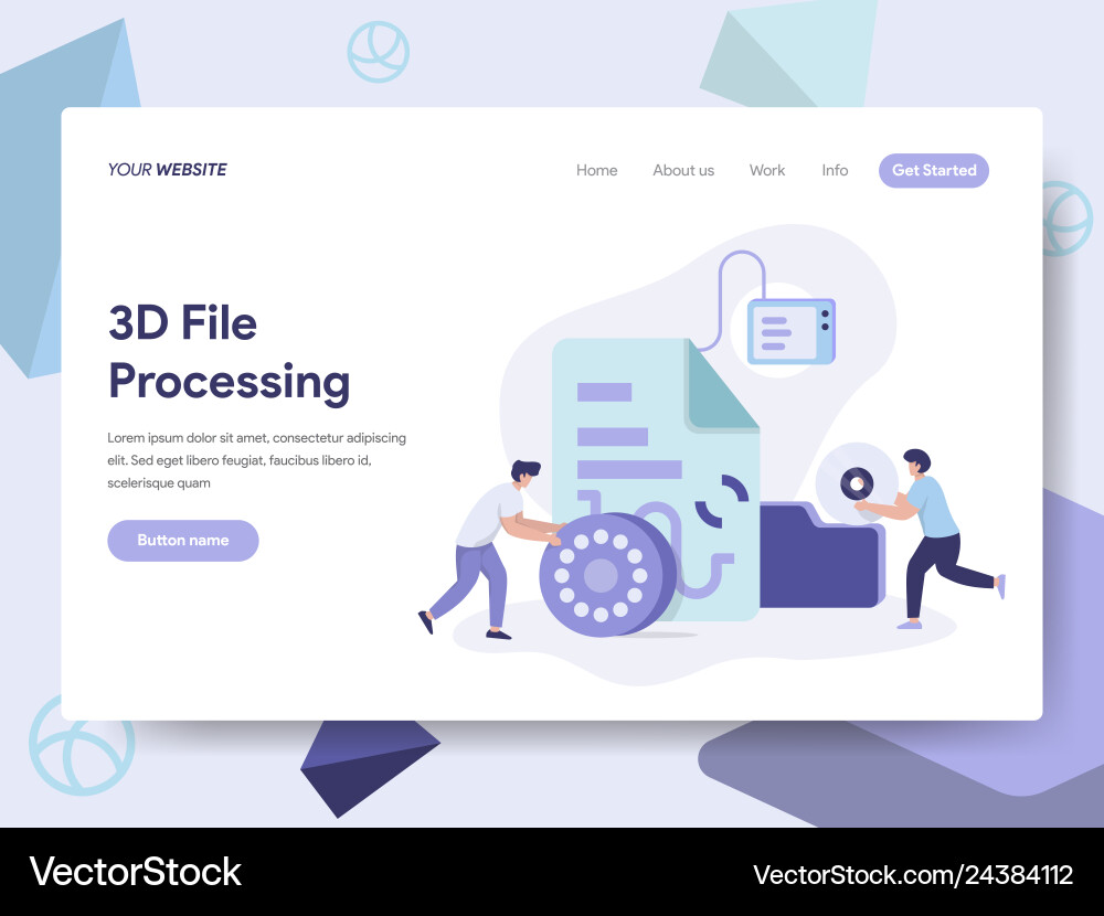 Landing page template of 3d file document Landing page template of 3d file document vector image
