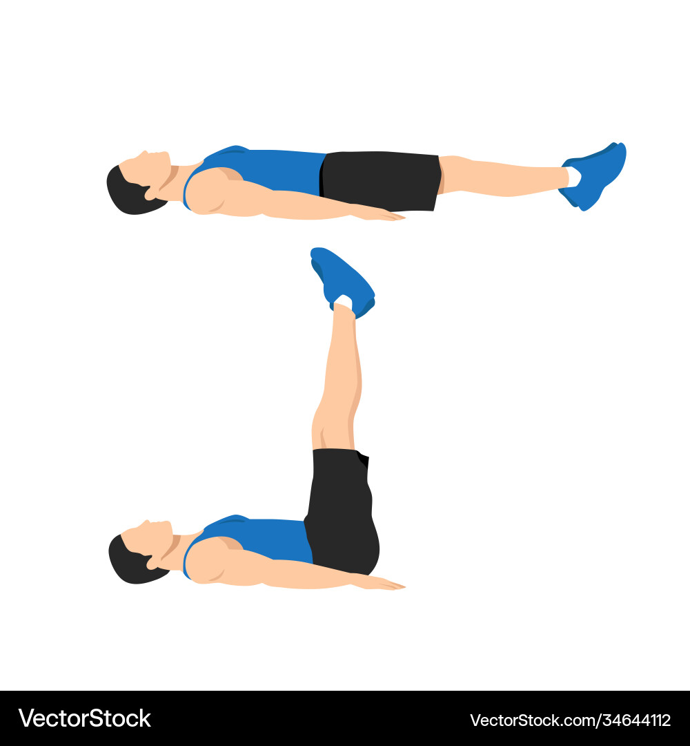 Man doing lying leg raises exercise abdominals ex Man doing lying leg raises exercise abdominals ex vector image