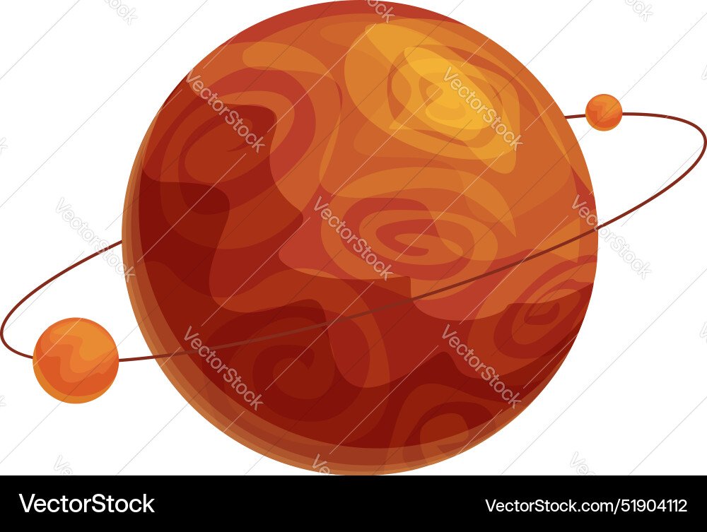 Red planet with two moons orbiting around Red planet with two moons orbiting around vector image