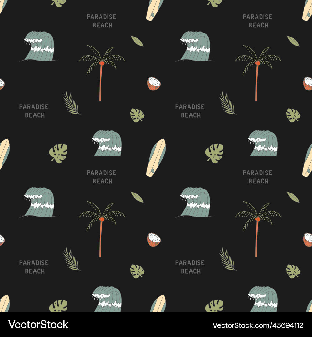 Seamless pattern with elements for surfing palm Seamless pattern with elements for surfing palm vector image