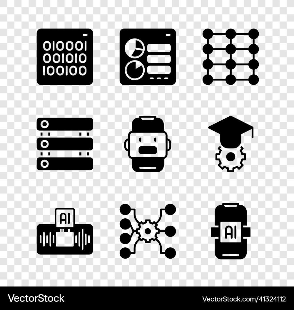 Set binary code computer api interface neural Set binary code computer api interface neural vector image