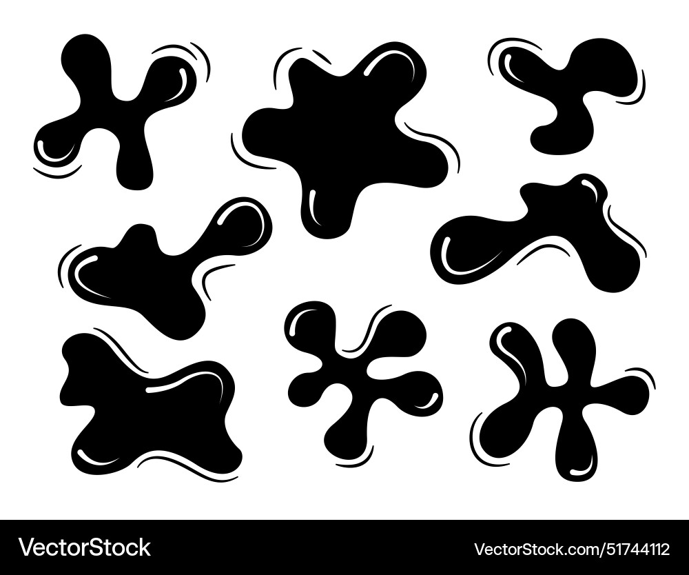 Set of simple ink blots different shapes Set of simple ink blots different shapes vector image