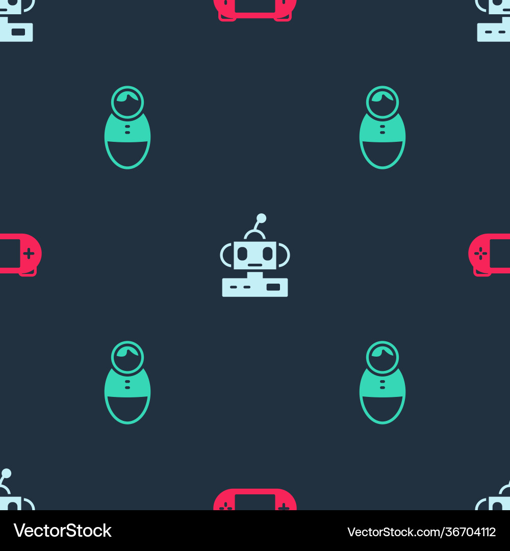 Set portable video game console robot toy Vector Image