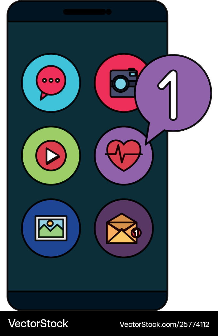 Smartphone technology with applications menu Smartphone technology with applications menu vector image