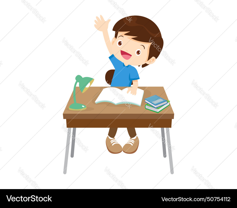 Student sitting on desk working for homework 2 vector image