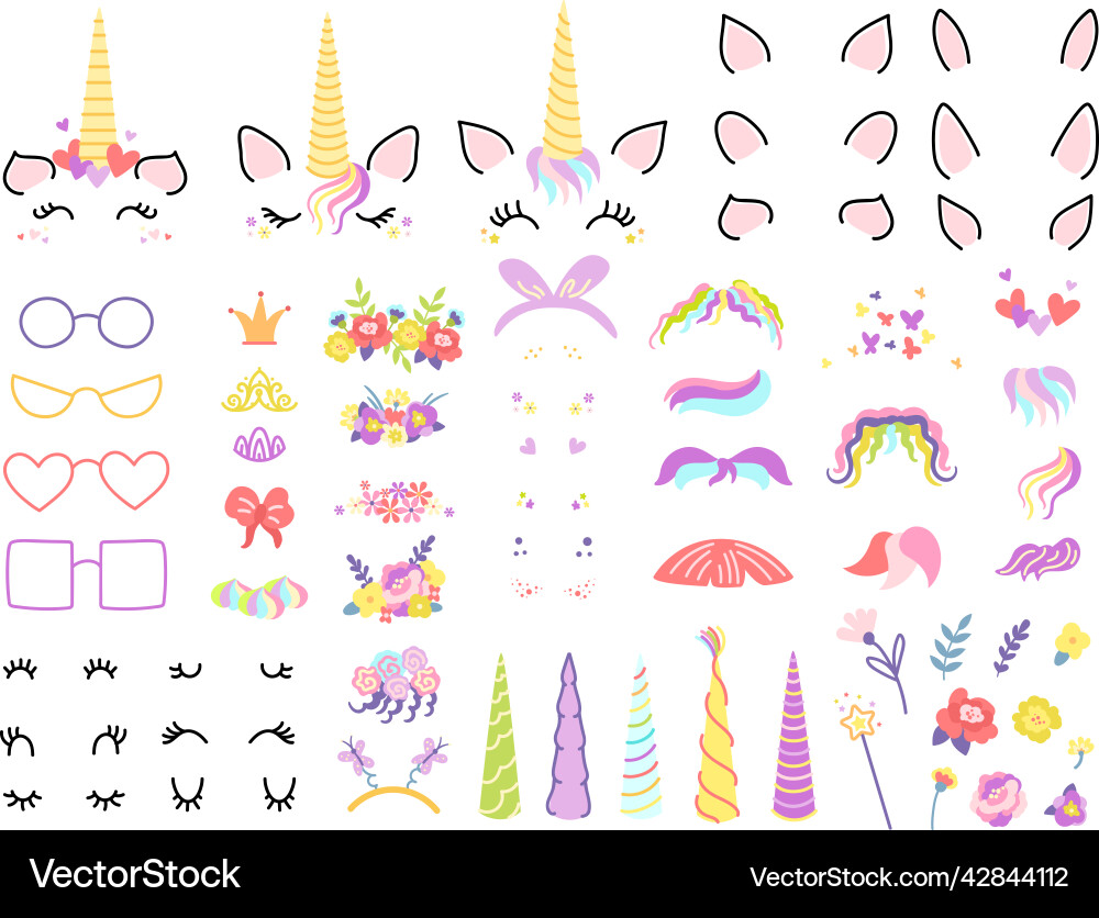 Unicorn designer create your own unicorns Unicorn designer create your own unicorns vector image
