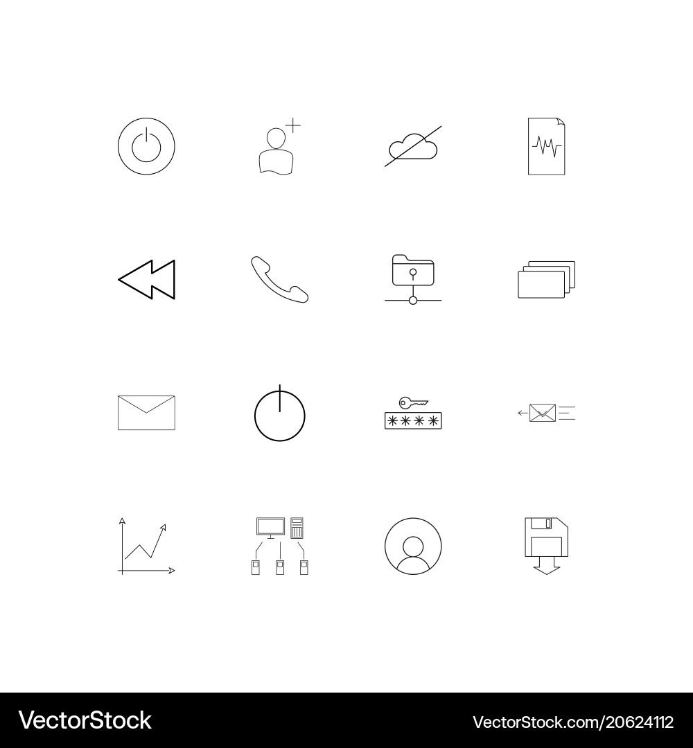 Web and text simple linear icons set outlined vector image