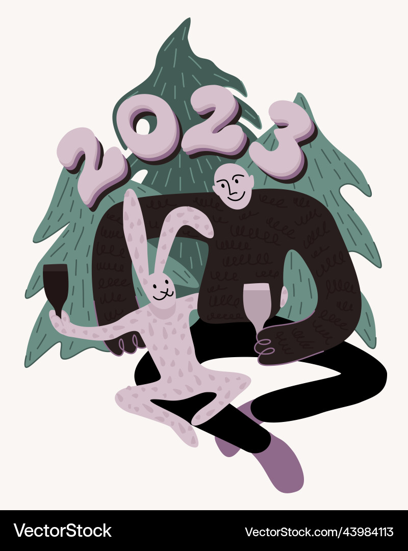 2023 year of rabbit man and hugging 2023 year of rabbit man and hugging vector image