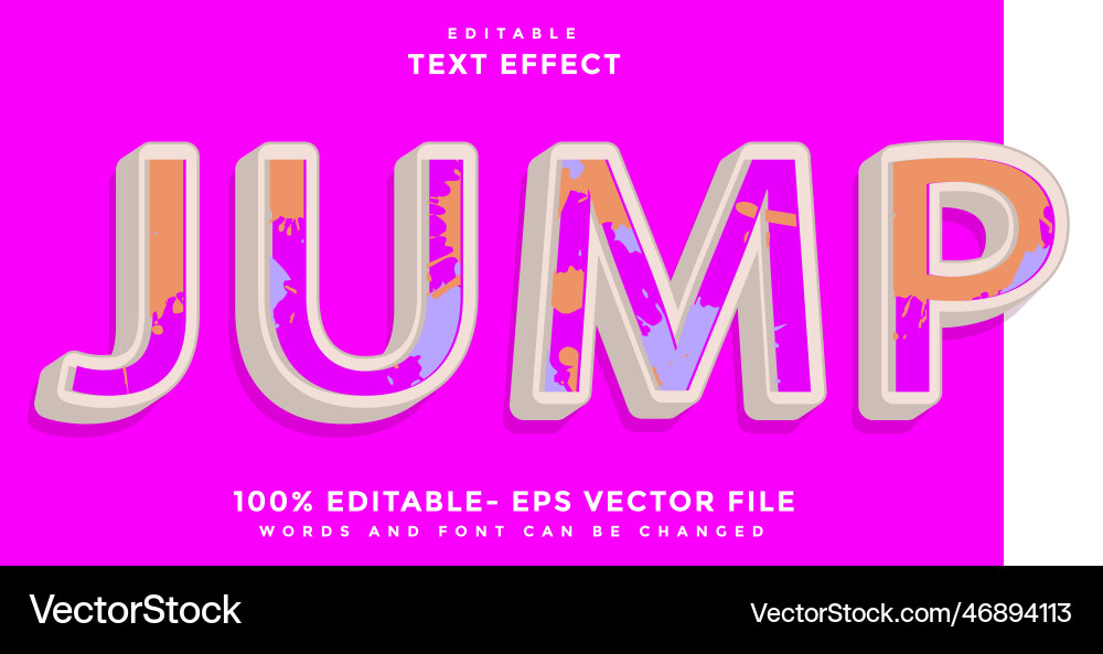 3d grunge texture word jump editable text effect 3d grunge texture word jump editable text effect vector image