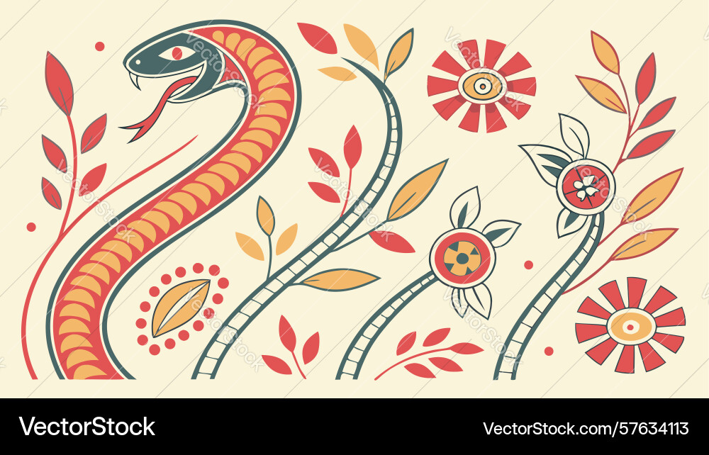 Decorative snake design with intricate patterns Vector Image