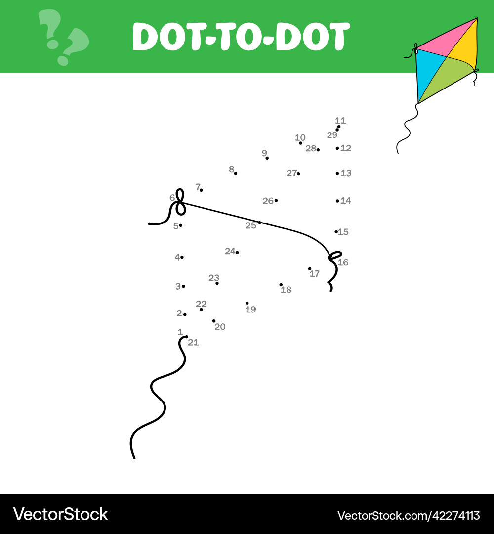 Dot to game with kite connect the dots math Dot to game with kite connect the dots math Vector Image
