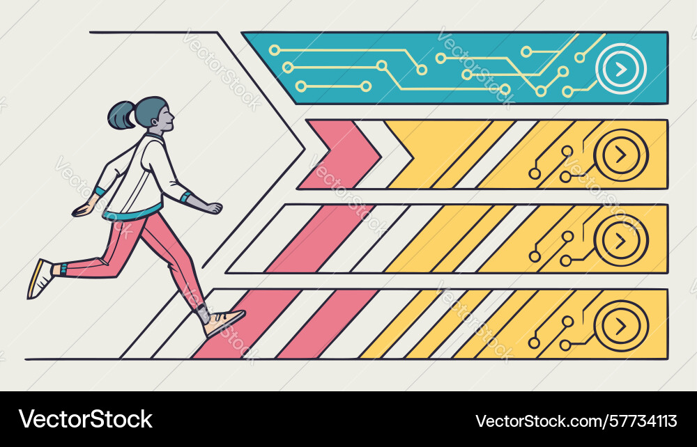 Dynamic person running infographic with data vector image