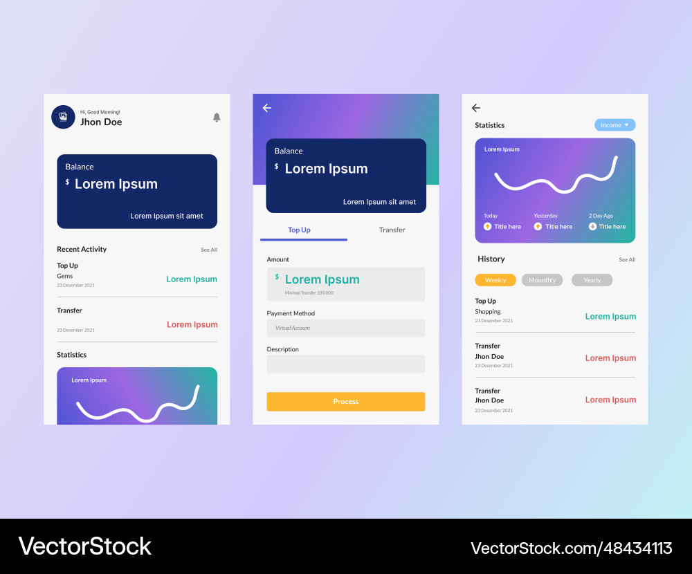 Ewallet user interface design template Ewallet user interface design template vector image