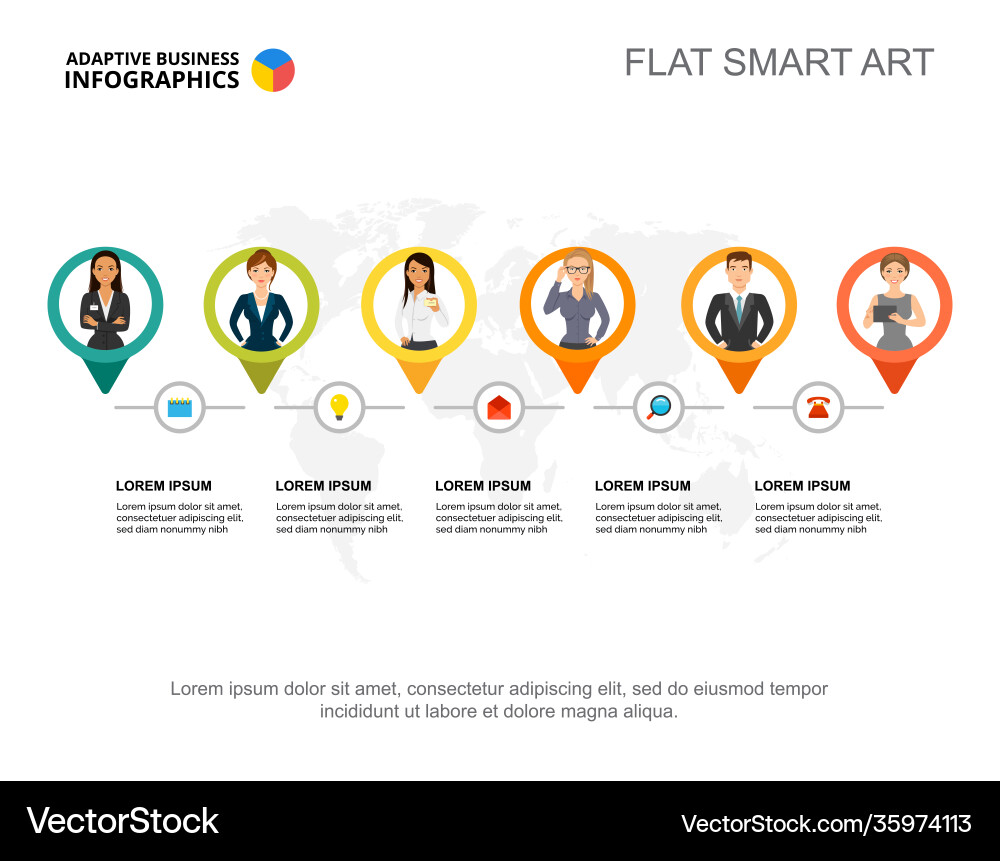 Five elements project process chart template vector image
