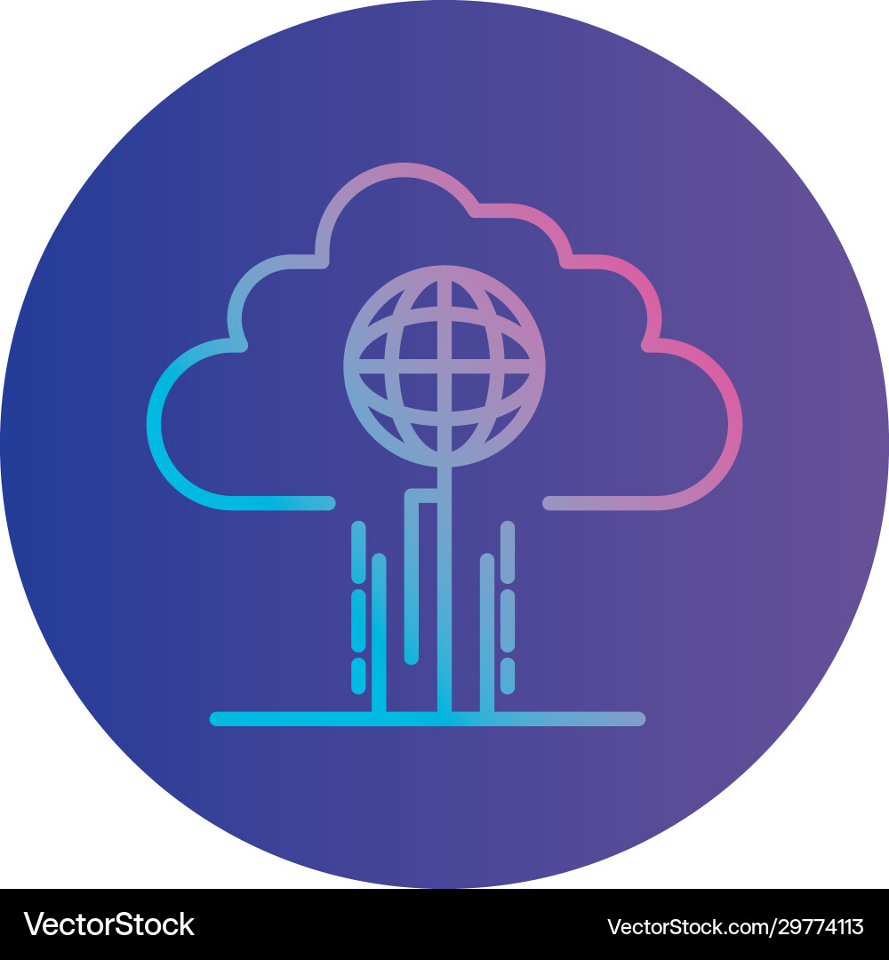Isolated global sphere inside cloud gradient style vector image